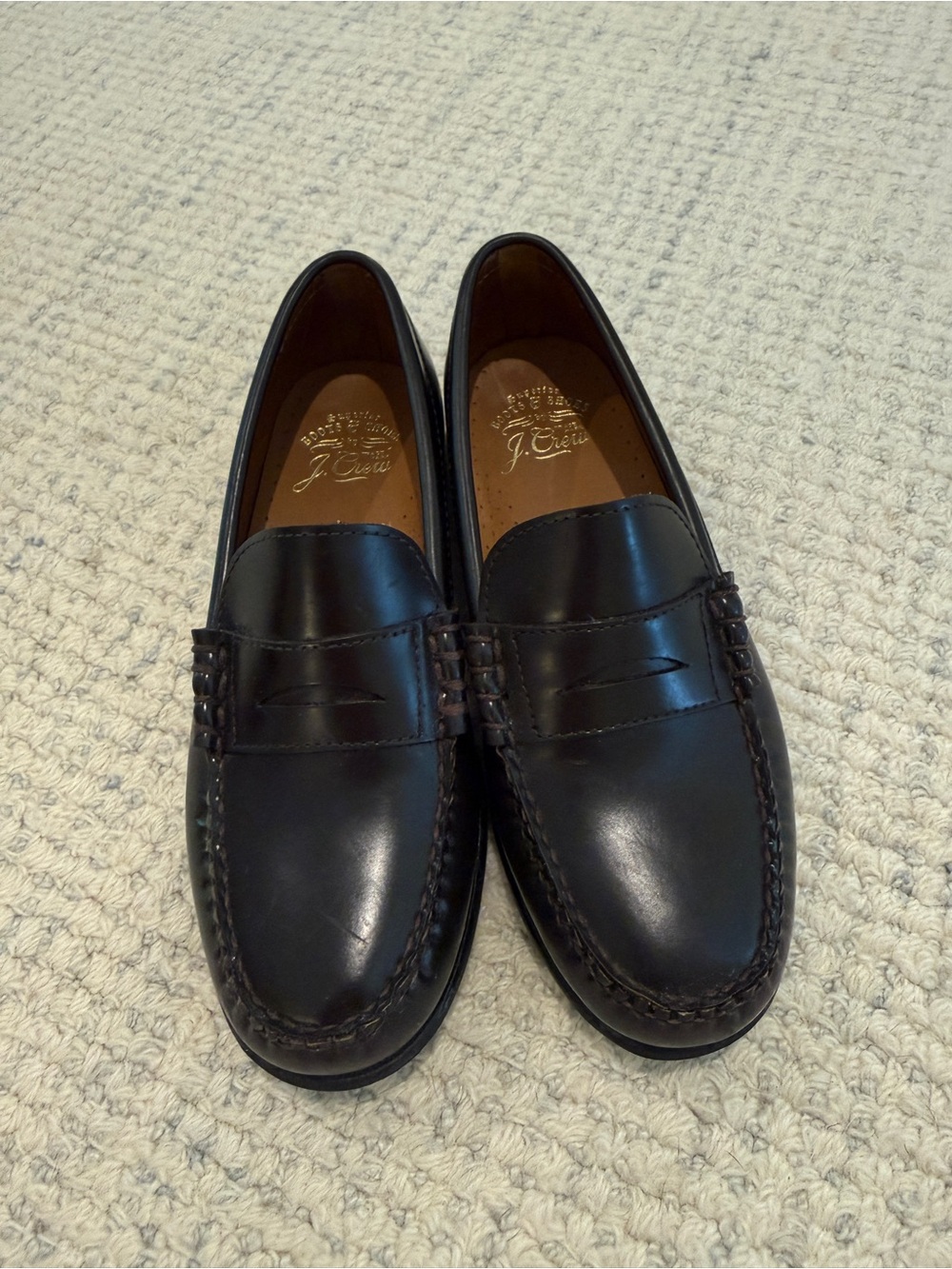 J. Crew Boys' brown Leather Penny Loafers